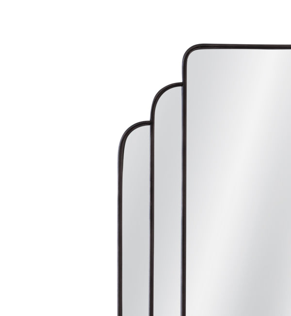 Basset Mirror Gatsby Wall Mirror - Modern Art Deco Elegance With Sleek Black Finish & Refined Metal Detailing Black Iron,Mdf,Mirror M5142