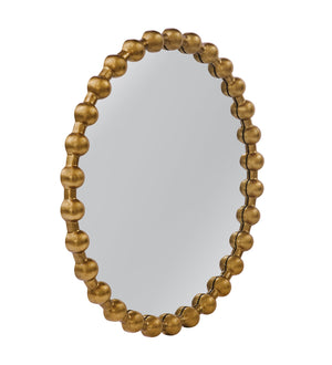 Basset Mirror Violette Wall Mirror - Modern Round Design With Luxurious Gold Leaf Finish & Elegant Knob Detailing Gold Resin,Mirror Glass M5144
