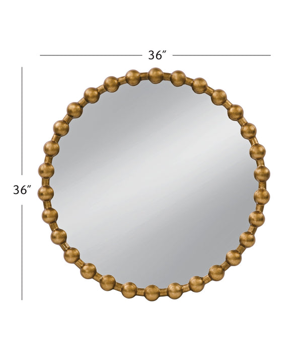 Basset Mirror Violette Wall Mirror - Modern Round Design With Luxurious Gold Leaf Finish & Elegant Knob Detailing Gold Resin,Mirror Glass M5144