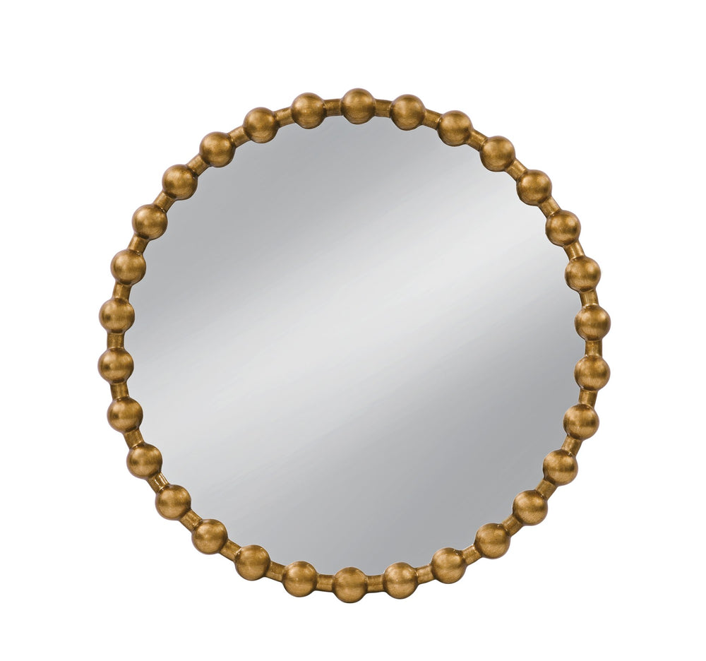 Basset Mirror Violette Wall Mirror - Modern Round Design With Luxurious Gold Leaf Finish & Elegant Knob Detailing Gold Resin,Mirror Glass M5144