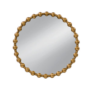 Basset Mirror Violette Wall Mirror - Modern Round Design With Luxurious Gold Leaf Finish & Elegant Knob Detailing Gold Resin,Mirror Glass M5144