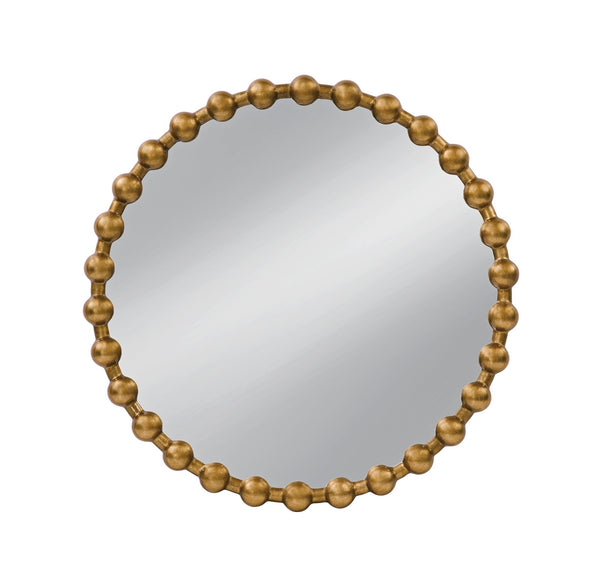 Basset Mirror Violette Wall Mirror - Modern Round Design With Luxurious Gold Leaf Finish & Elegant Knob Detailing Gold Resin,Mirror Glass M5144