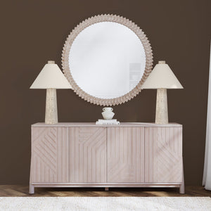 Basset Mirror Claire Wall Mirror - Timeless Elegance With Intricate Carved Frame For Modern And Traditional Décor Natural Mango Wood,Mdf,Glass M5146