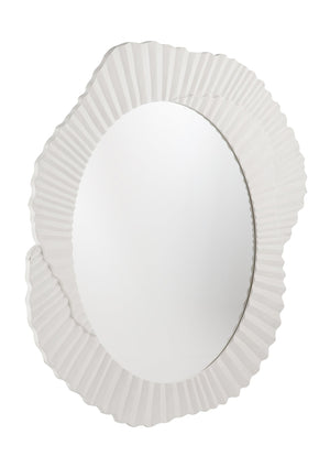 Basset Mirror Petal Wall Mirror - Chic Matte White Floral Design For Coastal Modern Decor & Nature-inspired Spaces White Mdf,Glass M5149