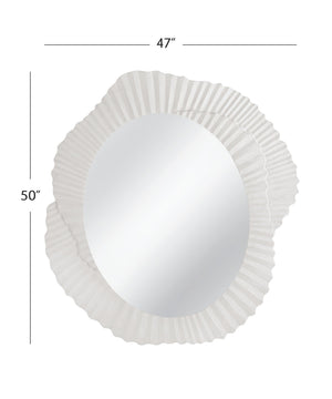 Basset Mirror Petal Wall Mirror - Chic Matte White Floral Design For Coastal Modern Decor & Nature-inspired Spaces White Mdf,Glass M5149