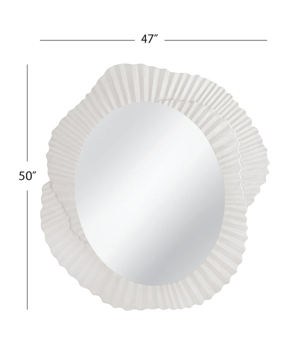Basset Mirror Petal Wall Mirror - Chic Matte White Floral Design For Coastal Modern Decor & Nature-inspired Spaces White Mdf,Glass M5149
