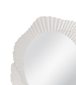 Basset Mirror Petal Wall Mirror - Chic Matte White Floral Design For Coastal Modern Decor & Nature-inspired Spaces White Mdf,Glass M5149
