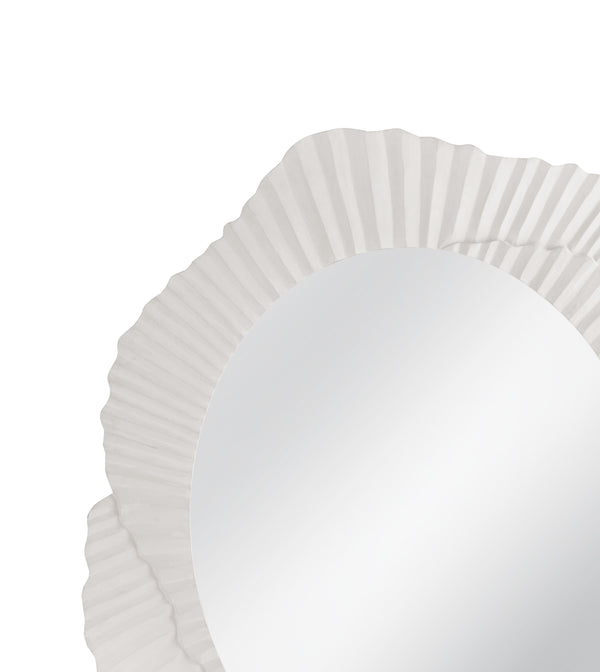 Basset Mirror Petal Wall Mirror - Chic Matte White Floral Design For Coastal Modern Decor & Nature-inspired Spaces White Mdf,Glass M5149