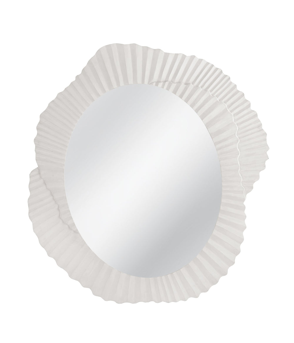 Basset Mirror Petal Wall Mirror - Chic Matte White Floral Design For Coastal Modern Decor & Nature-inspired Spaces White Mdf,Glass M5149