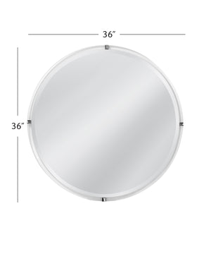 Basset Mirror Liza Wall Mirror - Sleek Round Design With Brushed Nickel Frame For Modern Elegance & Sophistication Clear Acrylic,Stainless Steel,Mdf,Mirror M5151b