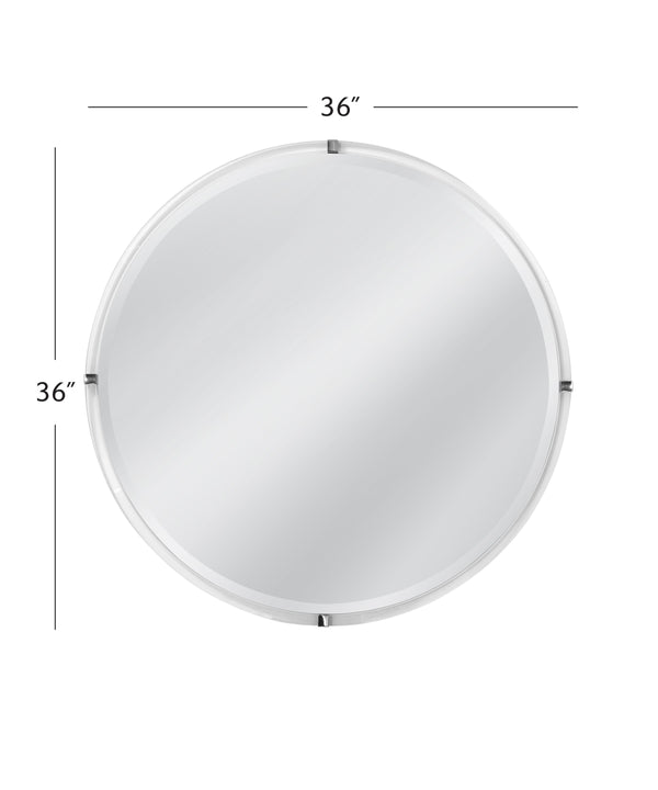 Basset Mirror Liza Wall Mirror - Sleek Round Design With Brushed Nickel Frame For Modern Elegance & Sophistication Clear Acrylic,Stainless Steel,Mdf,Mirror M5151b