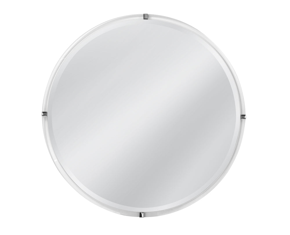 Basset Mirror Liza Wall Mirror - Sleek Round Design With Brushed Nickel Frame For Modern Elegance & Sophistication Clear Acrylic,Stainless Steel,Mdf,Mirror M5151b