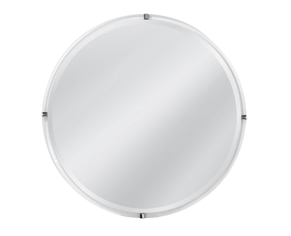 Basset Mirror Liza Wall Mirror - Sleek Round Design With Brushed Nickel Frame For Modern Elegance & Sophistication Clear Acrylic,Stainless Steel,Mdf,Mirror M5151b