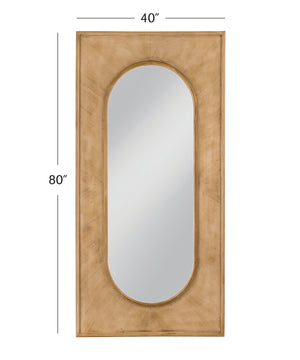 Basset Mirror Liam Floor Mirror: Modern Boho Design With Starburst Wood Detailing For Elegant Home Decor Style Brown Pine Wood,Mirror Glass M5153