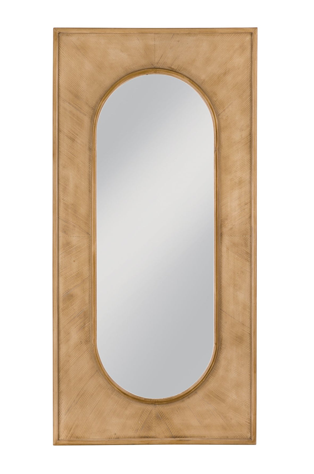 Basset Mirror Liam Floor Mirror: Modern Boho Design With Starburst Wood Detailing For Elegant Home Decor Style Brown Pine Wood,Mirror Glass M5153