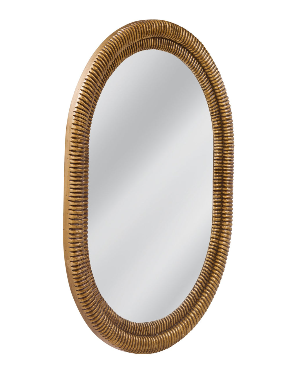 Basset Mirror Santee Wall Mirror - Elegant Oval Design With Antique Gold Finish And Intricate Carved Wood Details Gold Mdf,Glass M5154