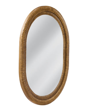 Basset Mirror Santee Wall Mirror - Elegant Oval Design With Antique Gold Finish And Intricate Carved Wood Details Gold Mdf,Glass M5154