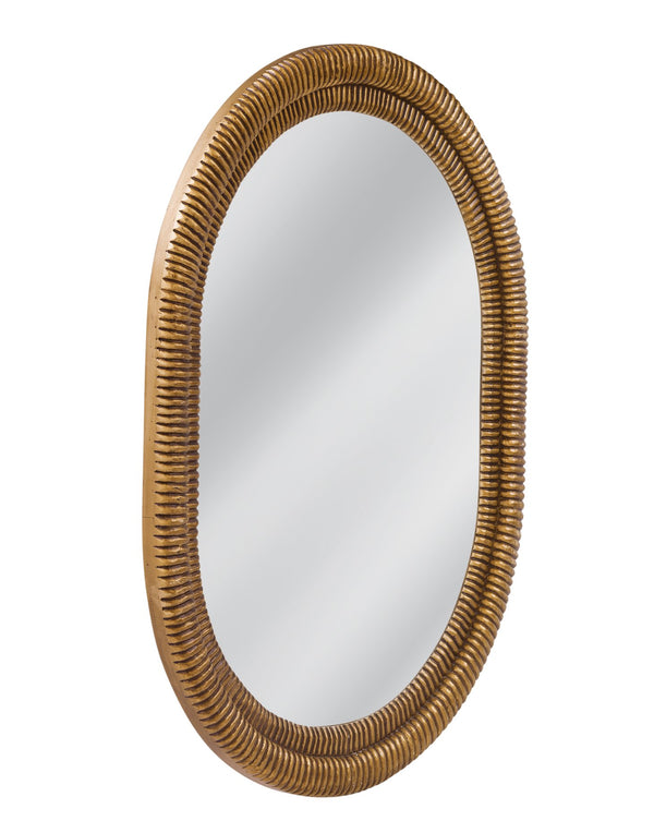 Basset Mirror Santee Wall Mirror - Elegant Oval Design With Antique Gold Finish And Intricate Carved Wood Details Gold Mdf,Glass M5154