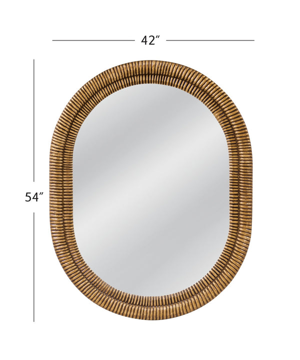 Basset Mirror Santee Wall Mirror - Elegant Oval Design With Antique Gold Finish And Intricate Carved Wood Details Gold Mdf,Glass M5154