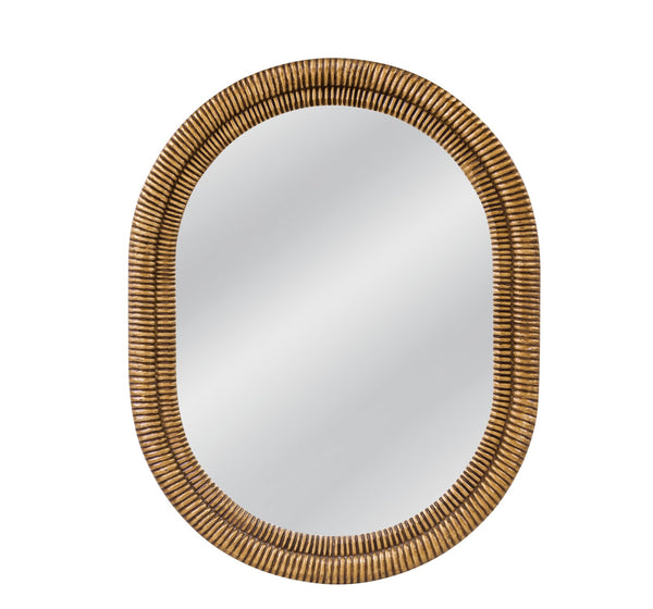 Basset Mirror Santee Wall Mirror - Elegant Oval Design With Antique Gold Finish And Intricate Carved Wood Details Gold Mdf,Glass M5154