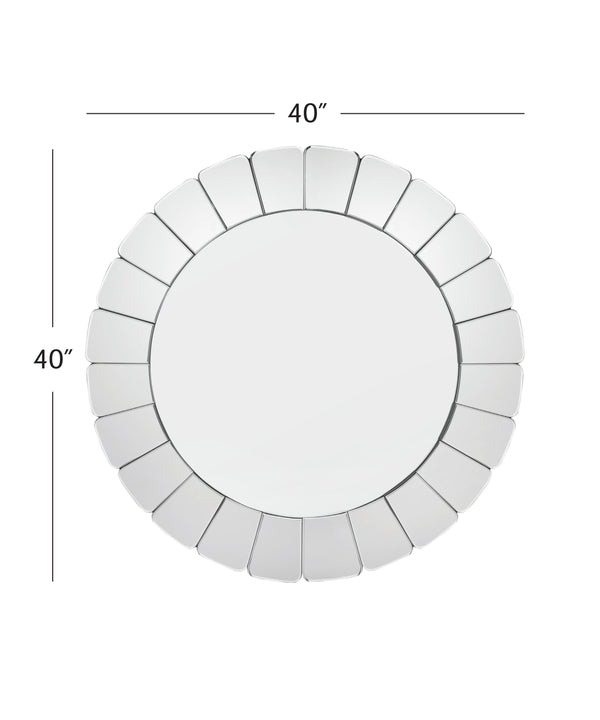 Basset Mirror Leona Round Wall Mirror - Glamorous Traditional Design With Raised Frame For Elegant Home Decor Clear Mdf,Mirror M5158
