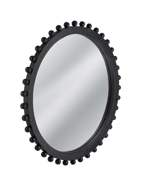 Basset Mirror Round Renn Wall Mirror - Sleek Matte Black Finish, Timeless Elegance & Contemporary Charm For Any Space Black Wood,Mdf,Glass M5168