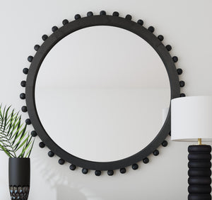 Basset Mirror Round Renn Wall Mirror - Sleek Matte Black Finish, Timeless Elegance & Contemporary Charm For Any Space Black Wood,Mdf,Glass M5168