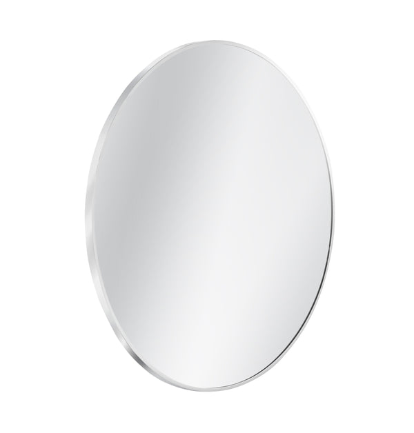 Basset Mirror Lycoming Wall Mirror - Elegant Round Design With Modern Chrome Frame For Contemporary Spaces Silver Metal,Mdf,Mirror M5172