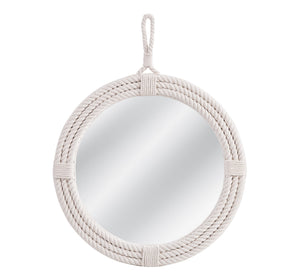 Basset Mirror Guedry Wall Mirror - Contemporary Coastal Design With Round Shape For A Fresh And Airy Home Touch Natural Cotton Rope,Glass,Mdf M5182