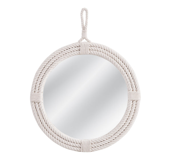 Basset Mirror Guedry Wall Mirror - Contemporary Coastal Design With Round Shape For A Fresh And Airy Home Touch Natural Cotton Rope,Glass,Mdf M5182