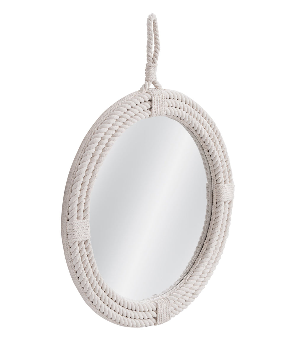 Basset Mirror Guedry Wall Mirror - Contemporary Coastal Design With Round Shape For A Fresh And Airy Home Touch Natural Cotton Rope,Glass,Mdf M5182