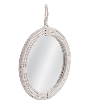 Basset Mirror Guedry Wall Mirror - Contemporary Coastal Design With Round Shape For A Fresh And Airy Home Touch Natural Cotton Rope,Glass,Mdf M5182