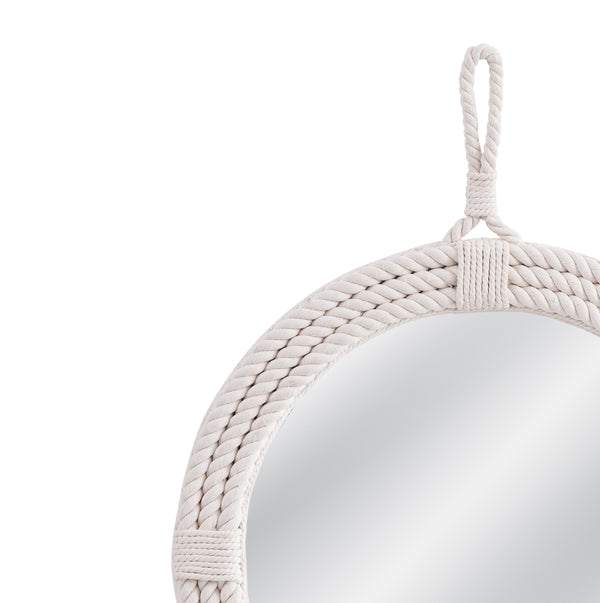 Basset Mirror Guedry Wall Mirror - Contemporary Coastal Design With Round Shape For A Fresh And Airy Home Touch Natural Cotton Rope,Glass,Mdf M5182