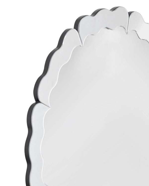 Basset Mirror Alissar Wall Mirror - Elegant Waved Frame Design, Reflective Surface Enhancing Light & Modern Style Clear Mirror,Mdf M5189