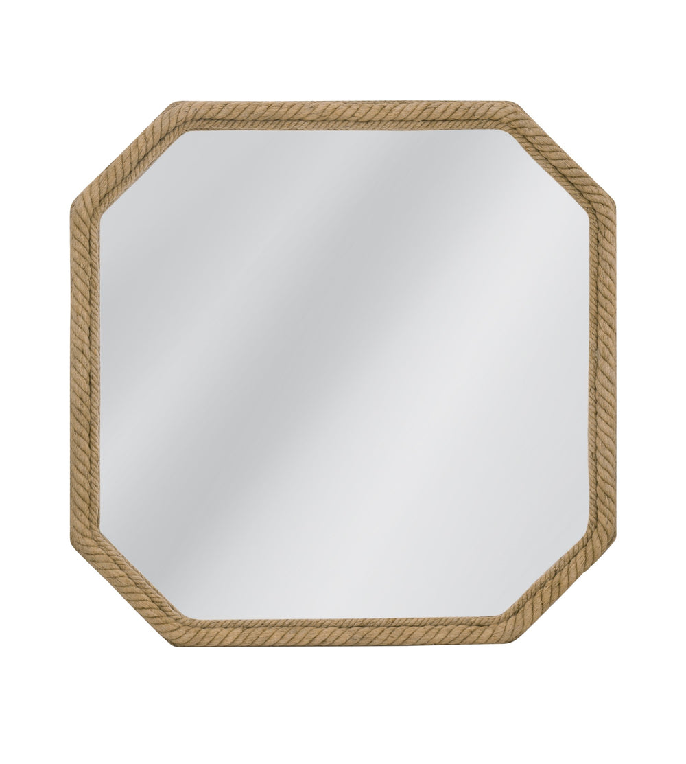 Basset Mirror Endora Wall Mirror - Coastal Square Design For Modern Interiors, Brighten Your Space Elegantly Natural Jute Rope,Mdf,Mirror Glass M5199