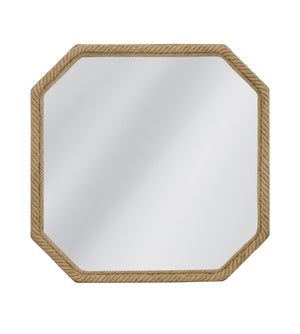 Basset Mirror Endora Wall Mirror - Coastal Square Design For Modern Interiors, Brighten Your Space Elegantly Natural Jute Rope,Mdf,Mirror Glass M5199