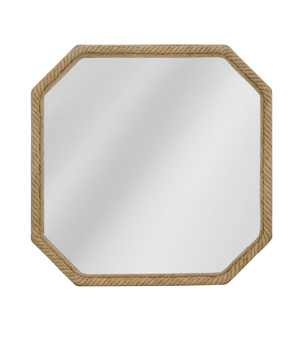 Basset Mirror Endora Wall Mirror - Coastal Square Design For Modern Interiors, Brighten Your Space Elegantly Natural Jute Rope,Mdf,Mirror Glass M5199