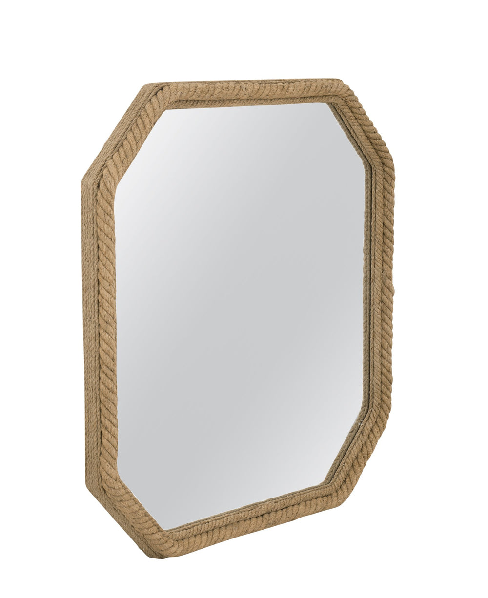 Basset Mirror Endora Wall Mirror - Coastal Square Design For Modern Interiors, Brighten Your Space Elegantly Natural Jute Rope,Mdf,Mirror Glass M5199