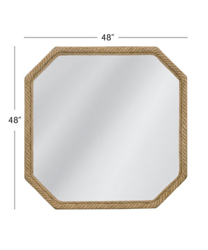 Basset Mirror Endora Wall Mirror - Coastal Square Design For Modern Interiors, Brighten Your Space Elegantly Natural Jute Rope,Mdf,Mirror Glass M5199
