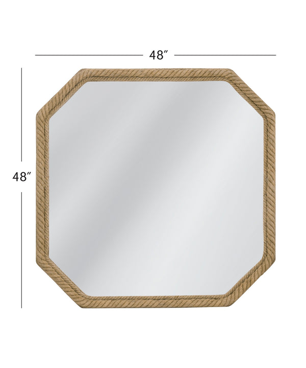 Basset Mirror Endora Wall Mirror - Coastal Square Design For Modern Interiors, Brighten Your Space Elegantly Natural Jute Rope,Mdf,Mirror Glass M5199
