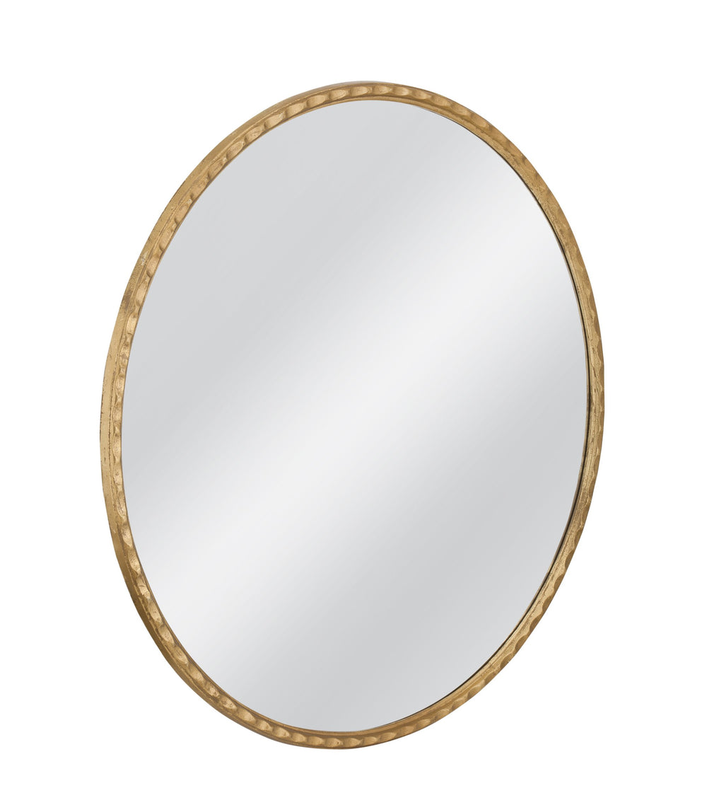 Basset Mirror Entralla Wall Mirror - Round Modern Design With Hammered Gold Frame For Elegant Home Decor Gold Aluminum,Mirror,Mdf M5200