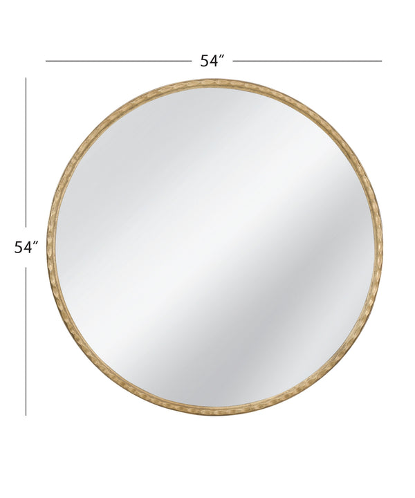 Basset Mirror Entralla Wall Mirror - Round Modern Design With Hammered Gold Frame For Elegant Home Decor Gold Aluminum,Mirror,Mdf M5200