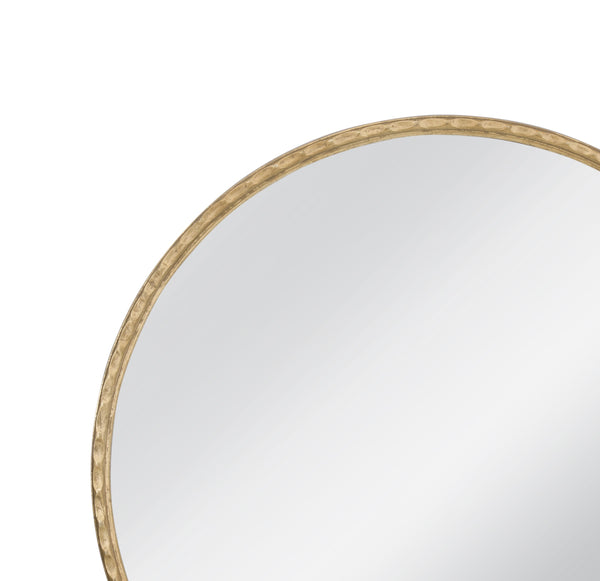Basset Mirror Entralla Wall Mirror - Round Modern Design With Hammered Gold Frame For Elegant Home Decor Gold Aluminum,Mirror,Mdf M5200