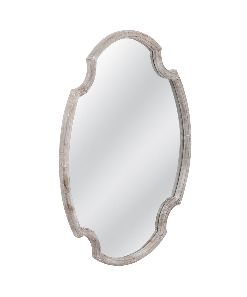 Basset Mirror Fairvale Wall Mirror - Vintage-inspired Oval Design With White-washed Wood Frame For Elegant Decor White Mango,Mdf,Mirror Glass M5201