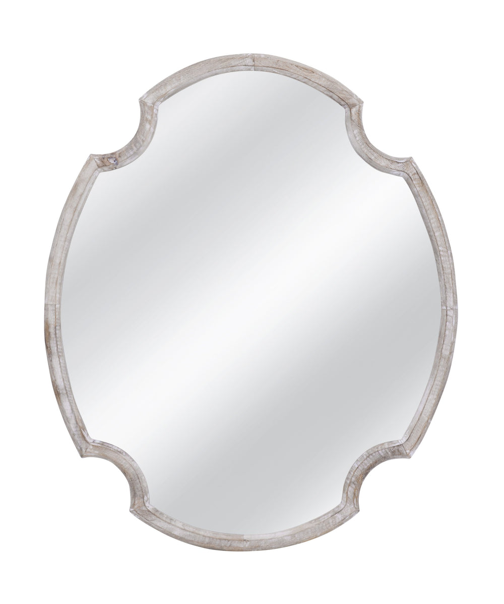 Basset Mirror Fairvale Wall Mirror - Vintage-inspired Oval Design With White-washed Wood Frame For Elegant Decor White Mango,Mdf,Mirror Glass M5201