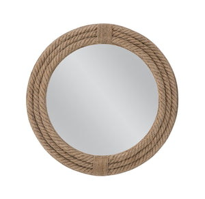Basset Mirror Mayflower Coastal Wall Mirror - Round Nautical Design With Unique Rope Frame For Beachy Charm Natural Jute Rope,Mdf,Mirror Glass M5204