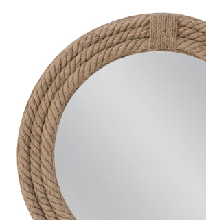 Basset Mirror Mayflower Coastal Wall Mirror - Round Nautical Design With Unique Rope Frame For Beachy Charm Natural Jute Rope,Mdf,Mirror Glass M5204