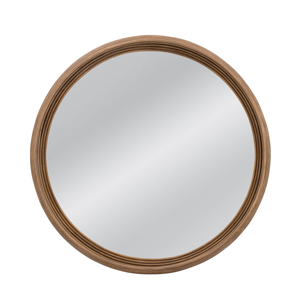 Basset Mirror Marcella Wall Mirror - Modern Boho Round Wood Frame For Stylish Home Decor & Unique Interior Flair Natural Rattan,Glass,Mdf M5207