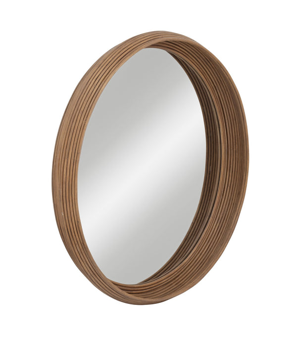 Basset Mirror Marcella Wall Mirror - Modern Boho Round Wood Frame For Stylish Home Decor & Unique Interior Flair Natural Rattan,Glass,Mdf M5207