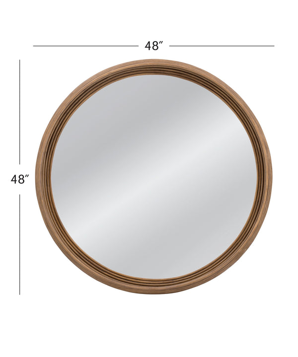 Basset Mirror Marcella Wall Mirror - Modern Boho Round Wood Frame For Stylish Home Decor & Unique Interior Flair Natural Rattan,Glass,Mdf M5207